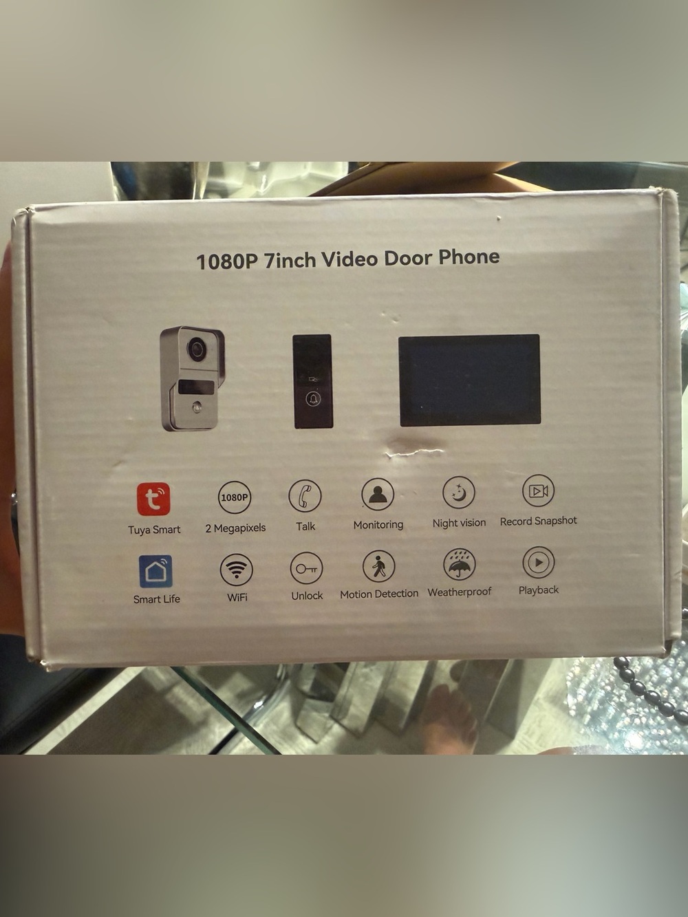 1080P 7-inch Video Door Phone - White and Black